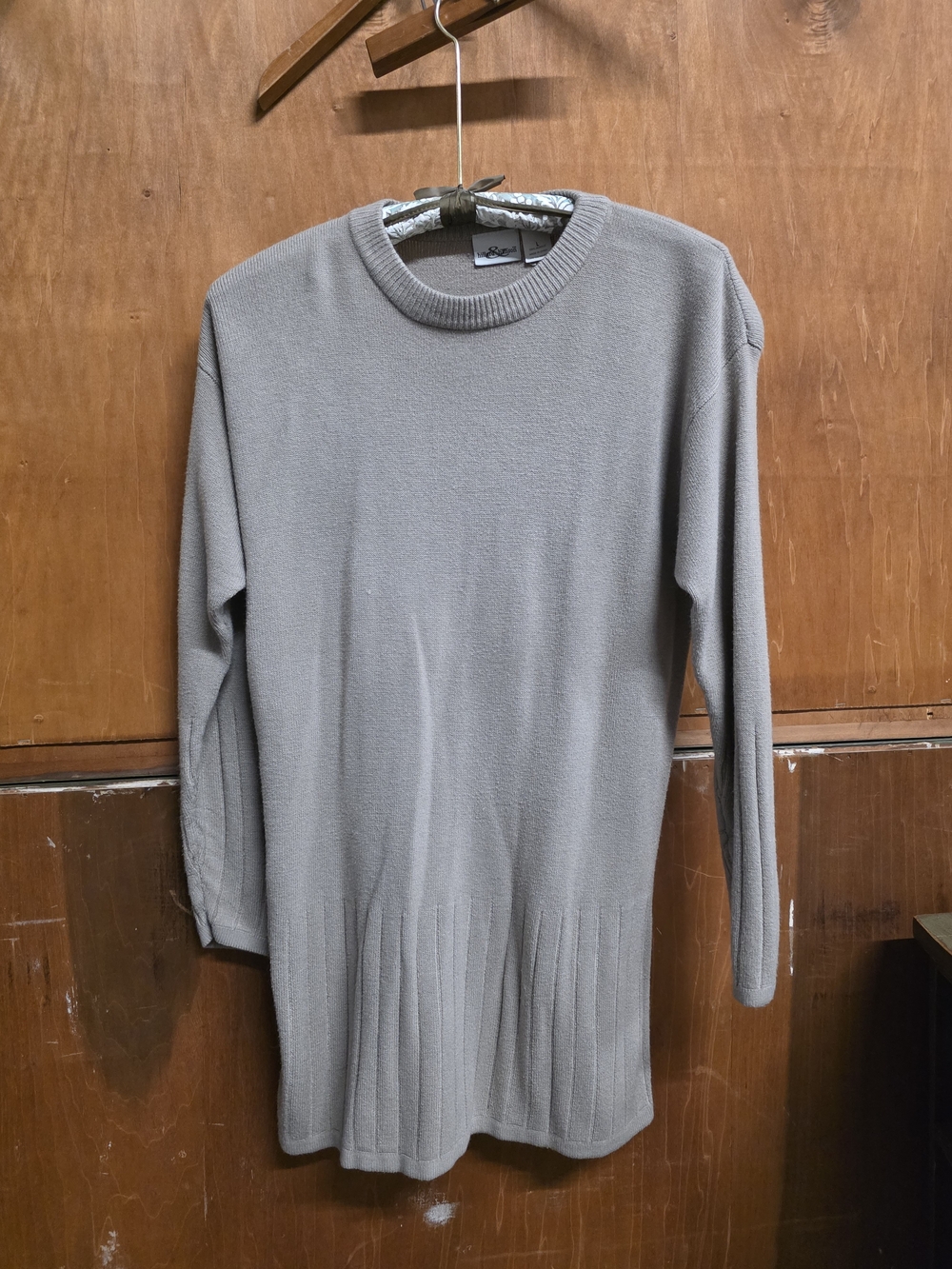 Hillard & Hanson Taupe Ribbed Knit Longline Sweater Tunic Size Large